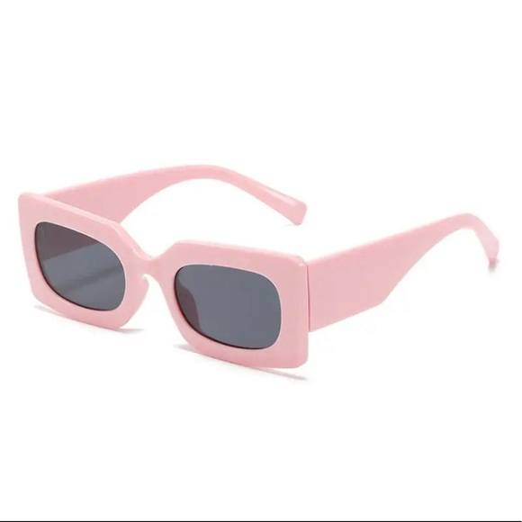 Accessories - Narrow Square Frame Protection Rectangle Sunglasses Shades Eyewear PINK/BLACK